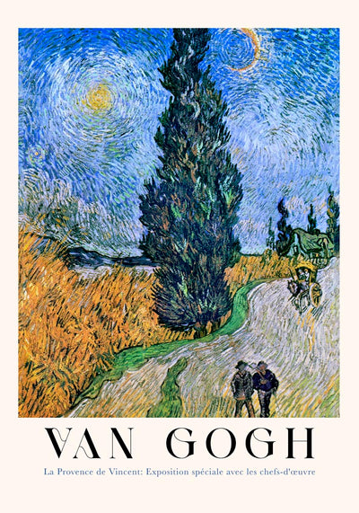 Road with Cypress and Star – Fine Art Print UV-resistent | Van Gogh Kunstposter