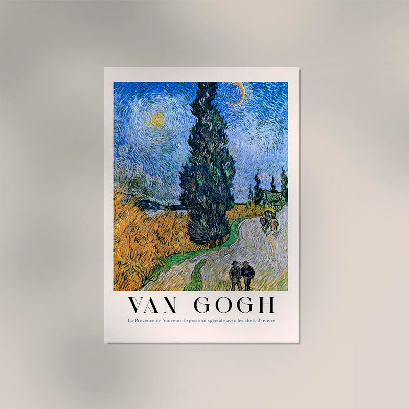 Road with Cypress and Star – Fine Art Print UV-resistent | Van Gogh Kunstposter — Ansicht 2