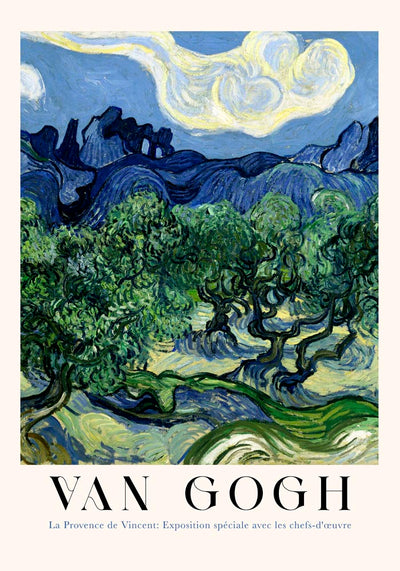 Olive Trees with the Alpilles in the Background Art Poster by Van Gogh – Fine Art Print UV-beständig