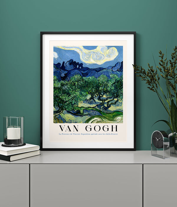 Olive Trees with the Alpilles in the Background Art Poster by Van Gogh – Fine Art Print UV-beständig