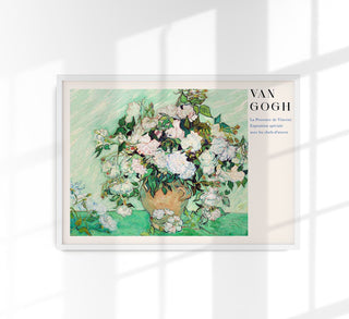 Van Gogh Roses Fine Art Print mit leuchtenden Rosenblüten, dynamischem Pinselduktus und farbintensiver Struktur für expressive Blumenliebhaber
