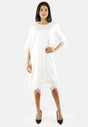 Katerine dress made of recycled polyester with feather details - white, EU production