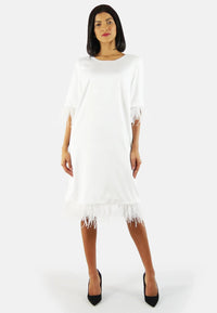 Katerine dress made of recycled polyester with feather details - white, EU production — Ansicht 3