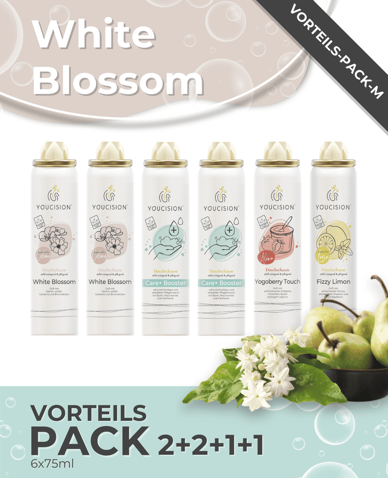 YOUCISION White Blossom Value Pack – 6× 75 ml Shower Foam — YOUCISION
