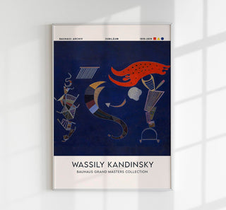 Abstraktes, farbenfrohes Kunstdruckposter „La flèche (1943)“ von Wassily Kandinsky mit dynamischen Formen und kräftigen Farben.