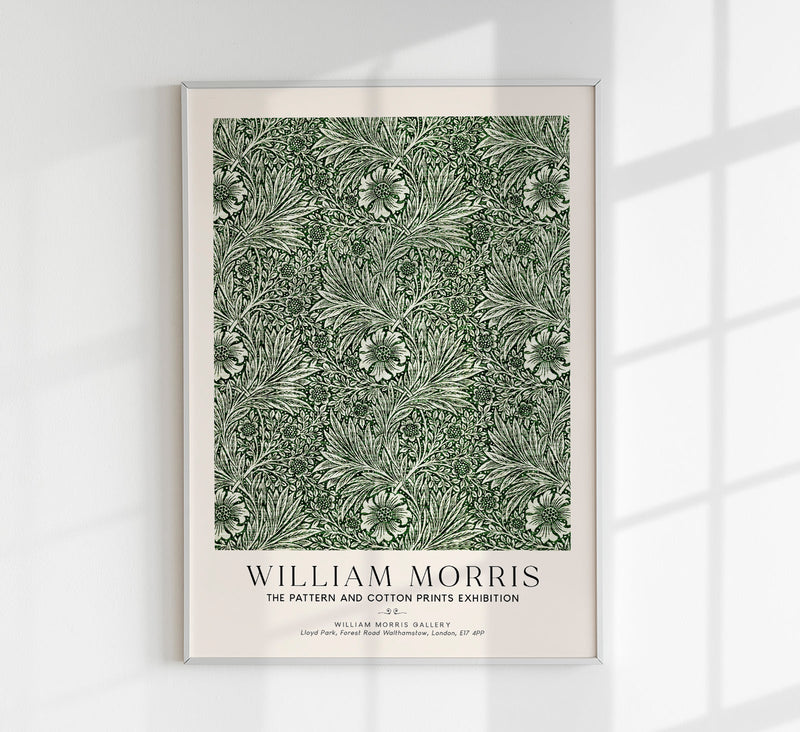 William Morris Green Marigold Pattern Art Exhibition Poster — Patroa Studio