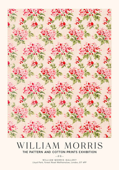 William Morris Pink Flower Art Exhibition Poster – Handgedruckt Berlin