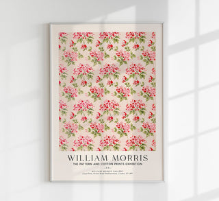 William Morris Pink Flower Art Exhibition Poster - Hand-Printed Berlin