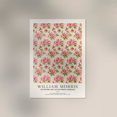 William Morris Pink Flower Art Exhibition Poster – Handgedruckt Berlin