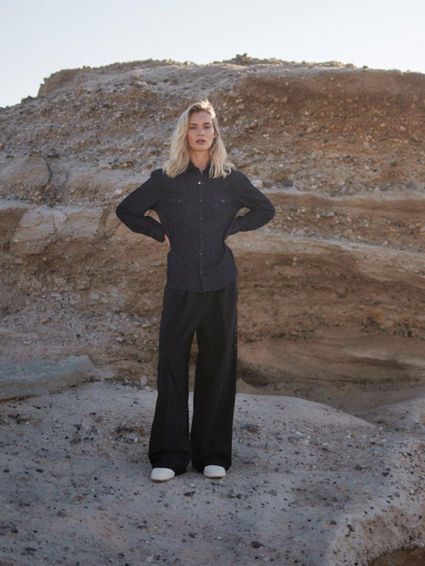 Dark Denim Shirt – Organic Cotton | Oversized Fit | Made in Portugal