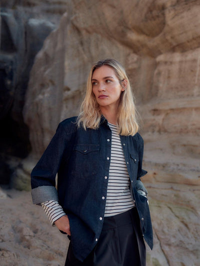 Dark Denim Shirt – Organic Cotton | Oversized Fit | Made in Portugal
