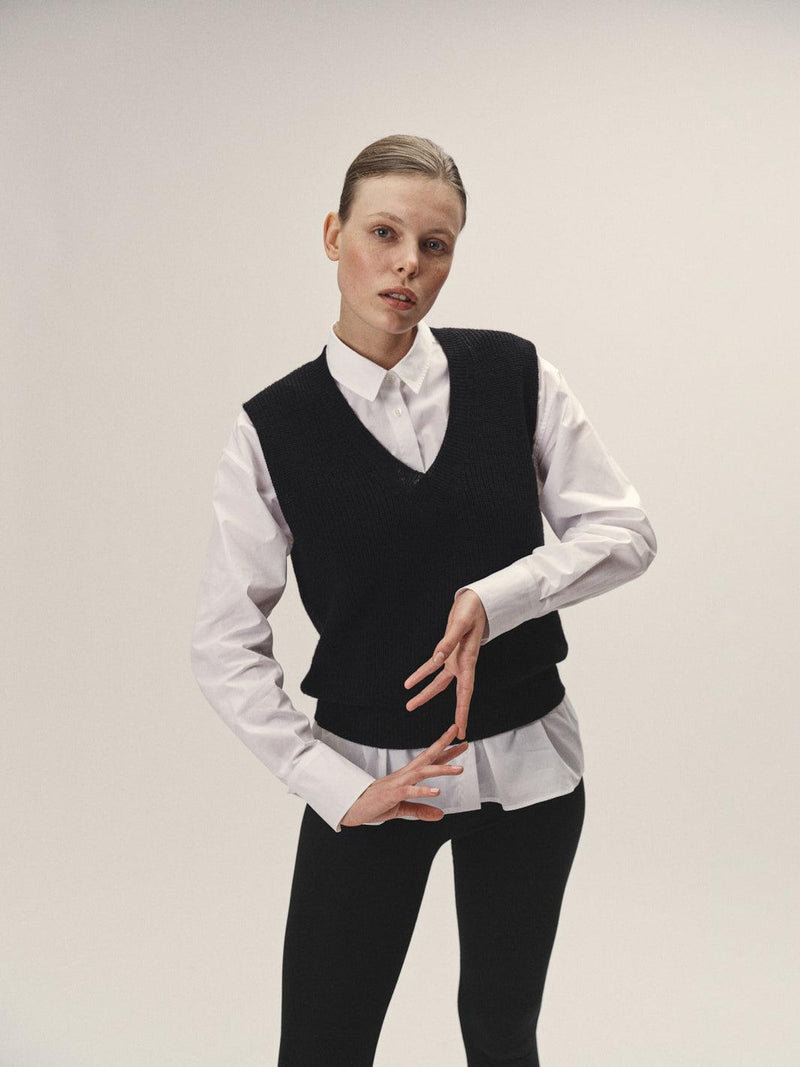 Strick Pullover Merino Wolle V-Ausschnitt – GOTS zertifiziert, fair gefertigt Italien — Ansicht 6