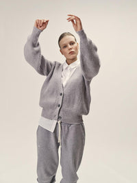 Strick Cardigan aus Organic Cotton – Oversized kurz, fair gefertigt in Italien — Ansicht 2