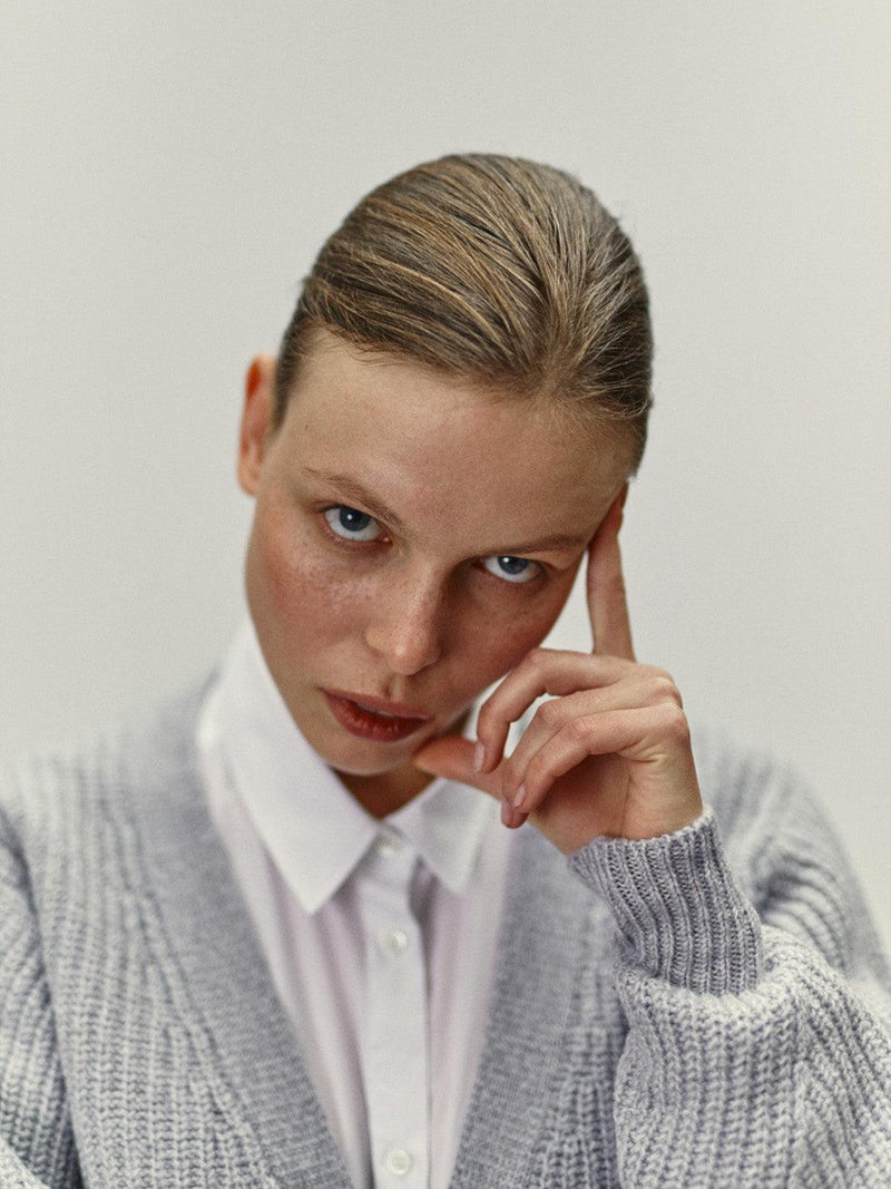 Strick Cardigan aus Organic Cotton – Oversized kurz, fair gefertigt in Italien — WOTE