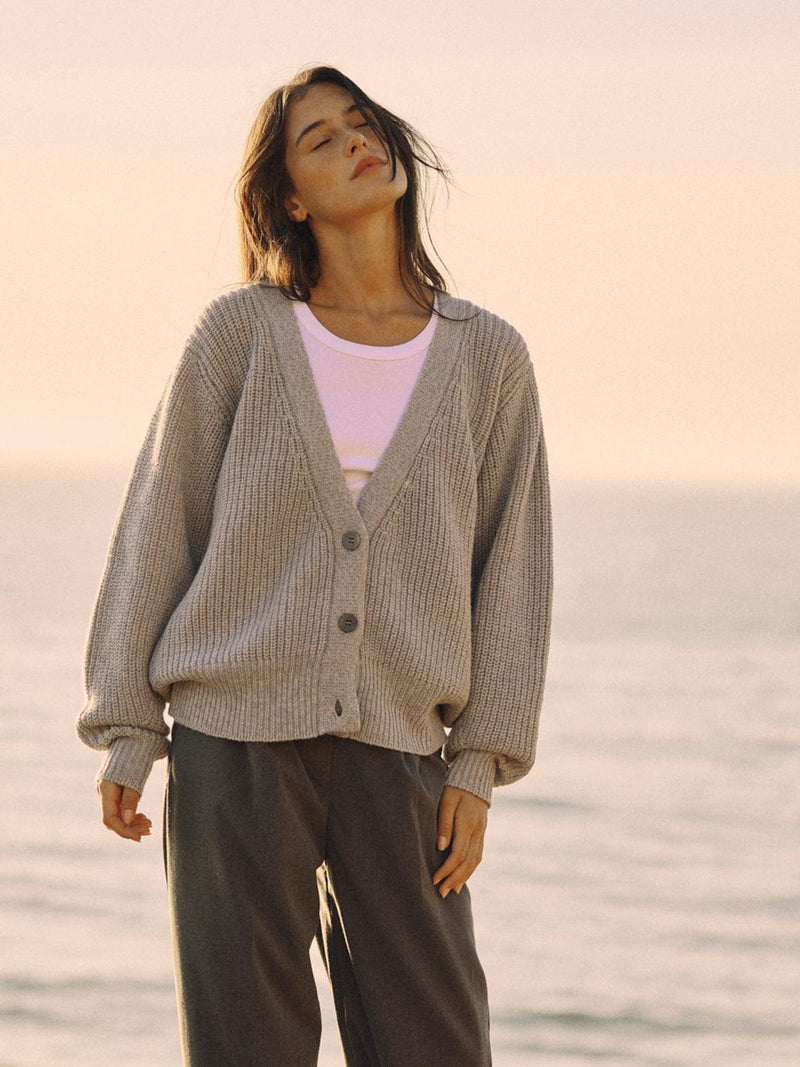 Strick Cardigan aus Organic Cotton – Oversized kurz, fair gefertigt in Italien — Ansicht 7