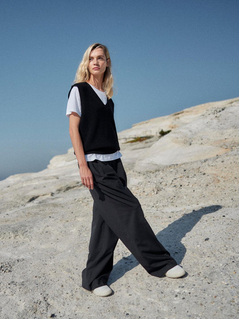 Strick Pullover Merino Wolle V-Ausschnitt – GOTS zertifiziert, fair gefertigt Italien — Ansicht 2
