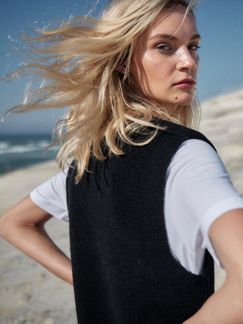 Strick Pullover Merino Wolle V-Ausschnitt – GOTS zertifiziert, fair gefertigt Italien — Ansicht 4