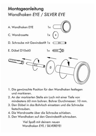 TINY SILVER – Kompakter Wandhaken | Edelstahleinsatz | 3er-Set