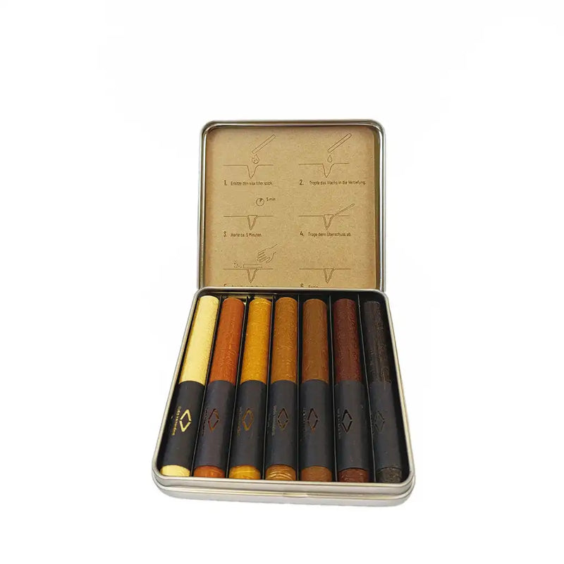 Wax Filler Tin Box Set – 100 % Carnaubawachs Holzreparatur | 7 Sticks — studio moreandless
