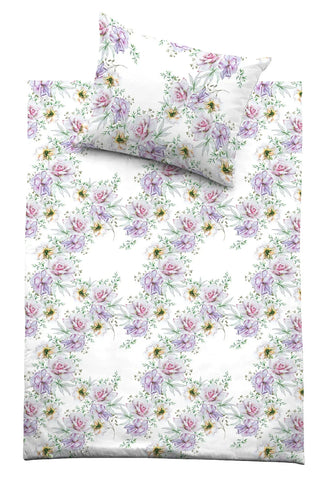 Bettwäsche-Set White Rose – 100 % mercerisierte Baumwolle | Schweizer Satin 300 TC | bügelleicht