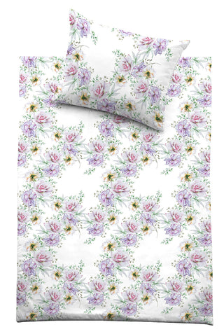 Bettwäsche-Set White Rose – 100 % mercerisierte Baumwolle | Schweizer Satin 300 TC | bügelleicht