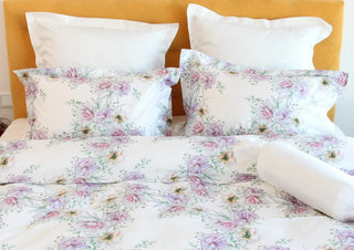 Bettwäsche-Set White Rose – 100 % mercerisierte Baumwolle | Schweizer Satin 300 TC | bügelleicht