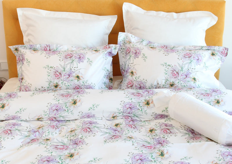 White Rose Bed Linen Set – 100% Mercerized Cotton, Swiss Satin 300 TC, Easy Iron — Ansicht 1