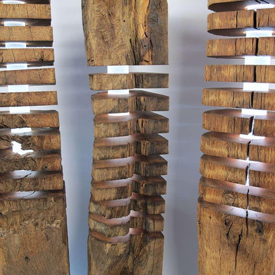 Torn Designer Floor Lamp made from Recycled Timber Framing – Handmade