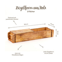 Long Brick Form with 2 Compartments – Wood, Handmade — Ansicht 7