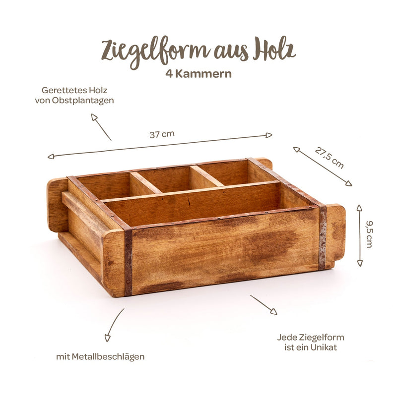 Ziegelform mit 4 Fächern – Holzkiste Vintage — Ansicht 4