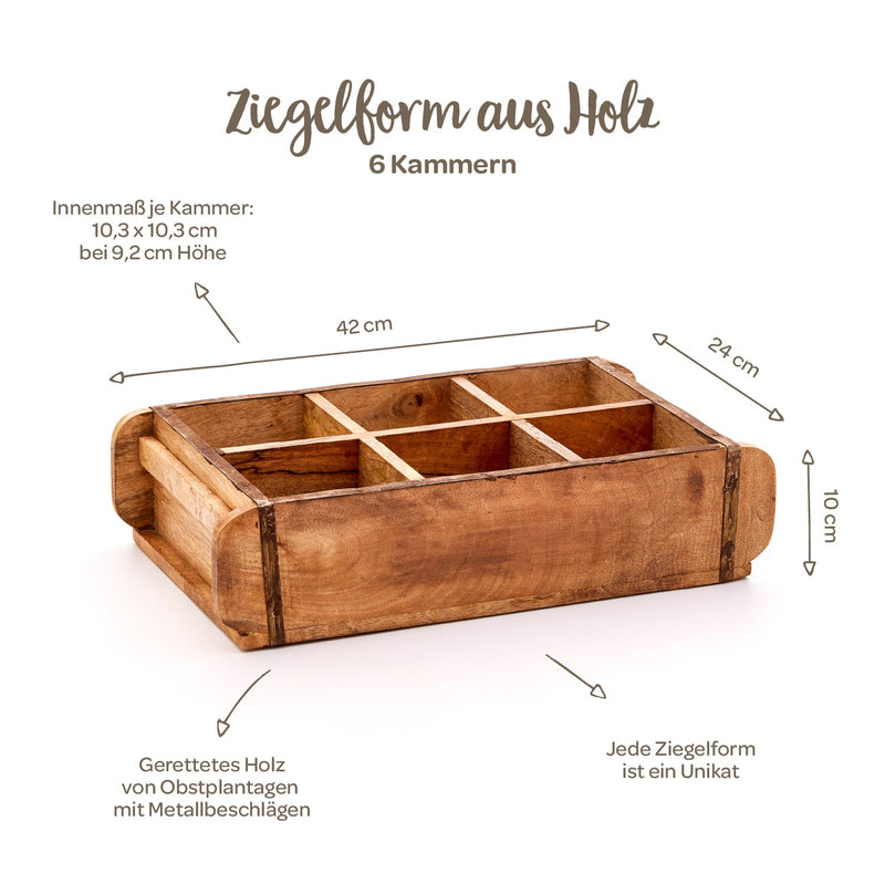 Ziegelform mit 6 Fächern – Massivholz Vintage — Ansicht 6