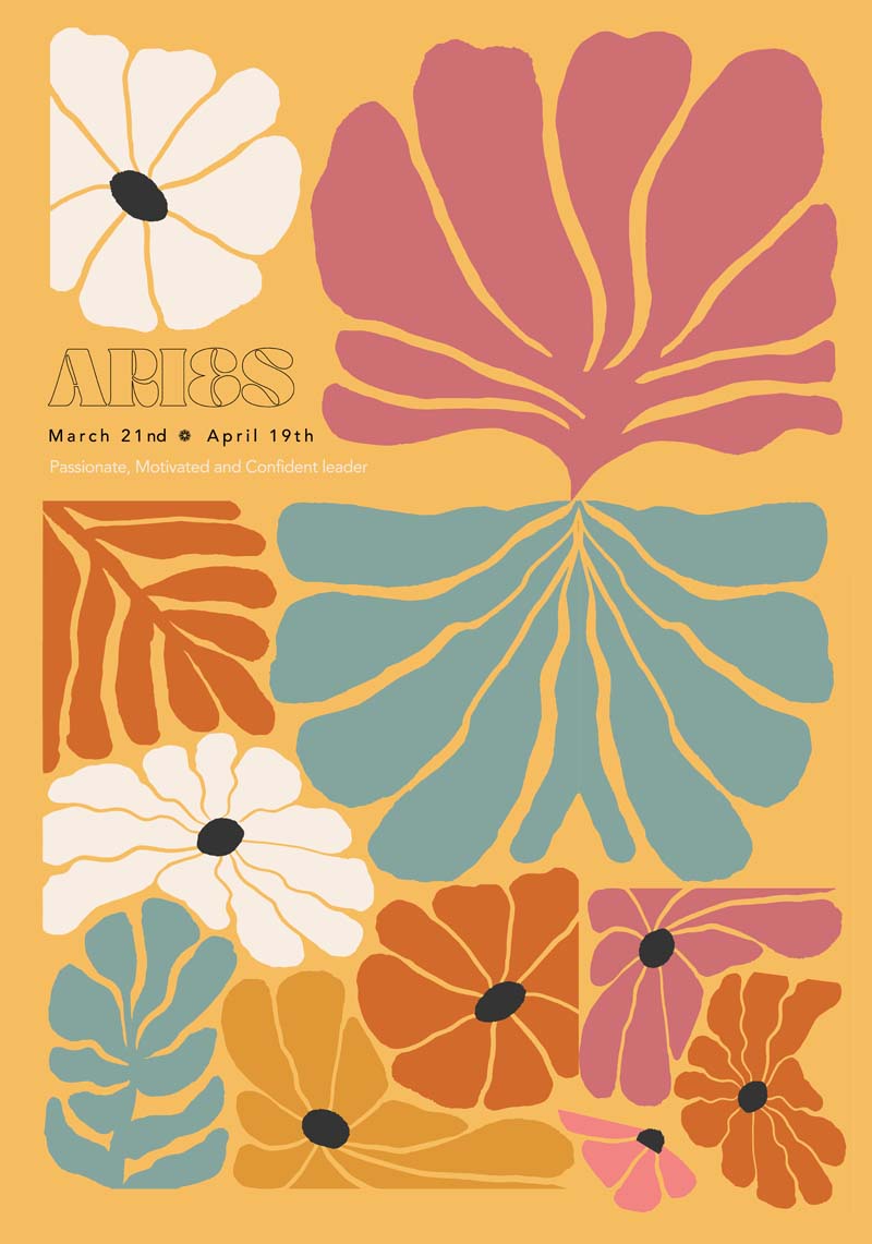 Aries Zodiac Sign Art Poster – Handgedruckt Berlin — Ansicht 4