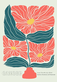 Cancer Zodiac Sign Art Poster – Illustration mit Blütenmotiv — Ansicht 4
