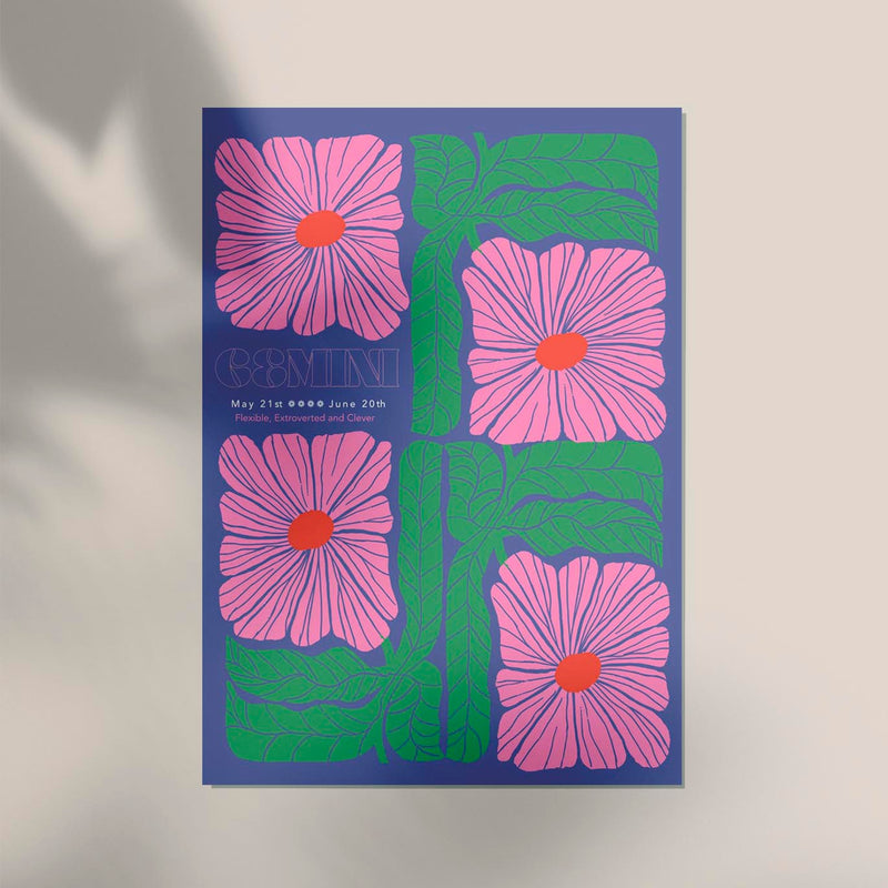 Gemini Zodiac Sign Art Poster – Zwillinge Sternzeichen Fine Art Print Canvas — Ansicht 3