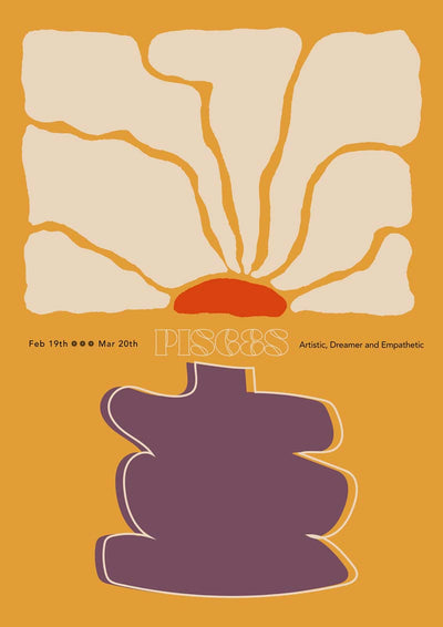 Pisces Zodiac Sign Art Poster – Handgedruckt Berlin