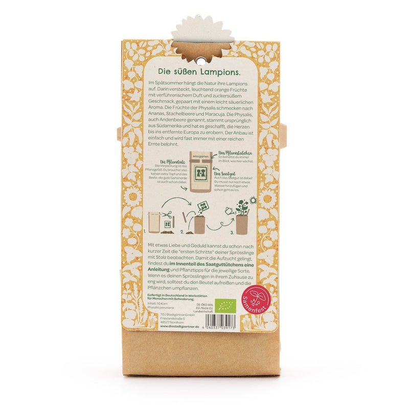 Mini-Garden Organic Physalis Growing Kit – Germinable Seeds, Potting Soil, Plant Markers — Ansicht 3