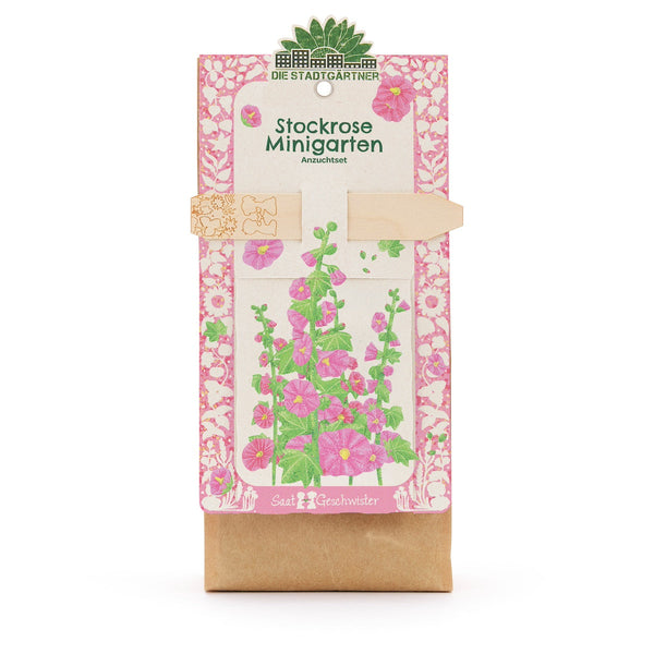 Hollyhock Mini Garden Growing Kit – High-Germination Seeds & Seed Starting Soil
