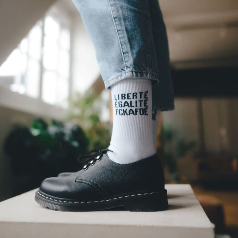 FCKAFDÉ Statement Socken weiß – Bio-Baumwolle, Made in EU — Ansicht 2