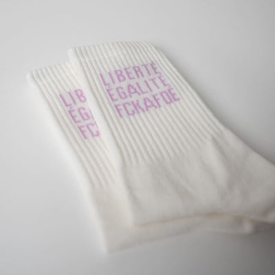 arrel FCKAFDÉ Statement Socken – Bio-Baumwolle, cream & lavender