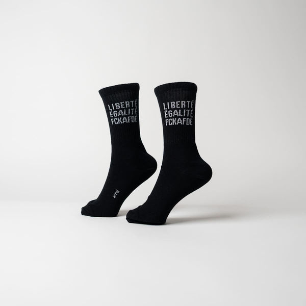 FCKAFDÉ Statement Socken schwarz – Bio-Baumwolle, Made in EU