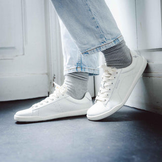 BLSN-100W Damen Barfußschuh | Weiß & Modern | Glattleder & Veloursleder