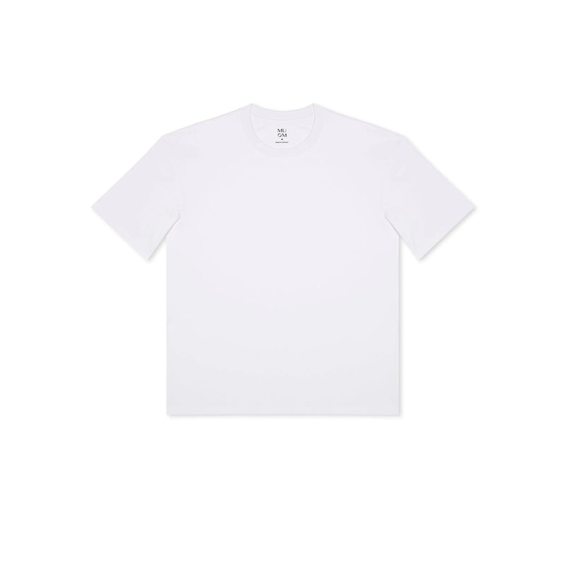 Basic Pima Tee N°2 White 100% Pima Cotton Relaxed Fit — MUOM