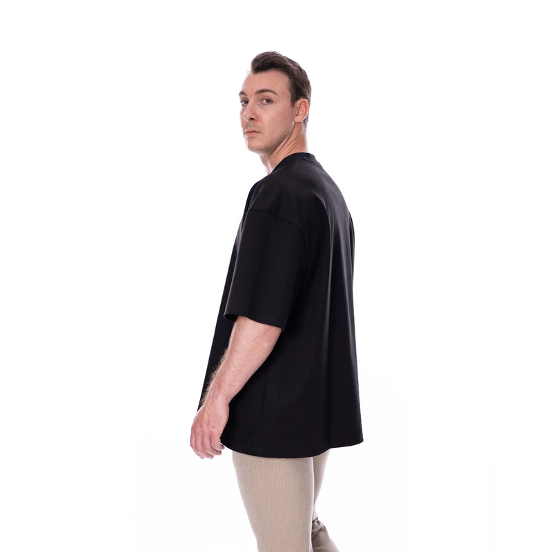 Basic Pima Tee N°3 Black – 100% Pima Cotton Oversized — Ansicht 6