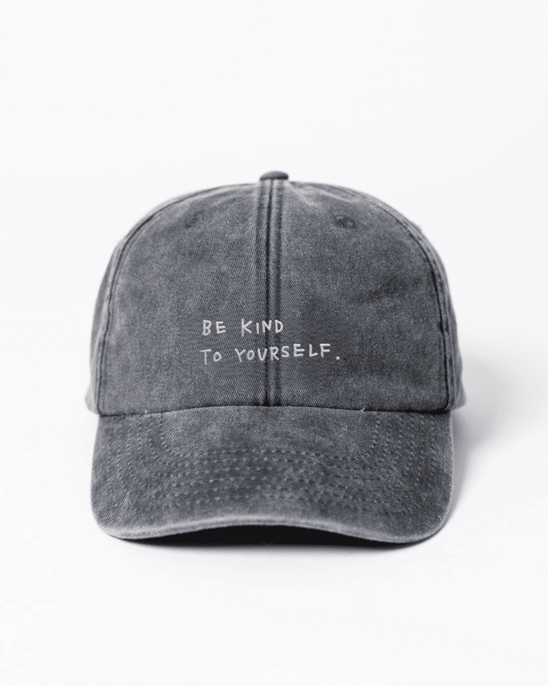 be kind to yourself. Dad Cap vintage Black & Grey – unisex Baseballkappe — arrel - responsible apparel