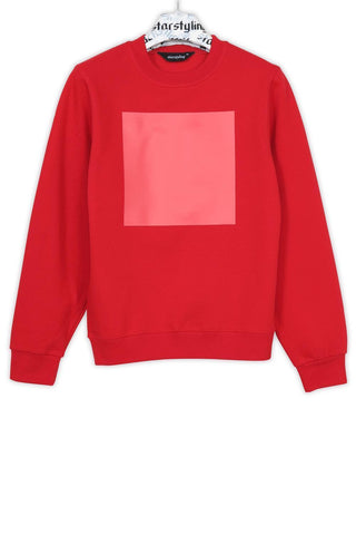 Unisex Sweater aus weichem Sweat mit großem Foil-Quadrat mittig auf der Front, frontal fotografiert, minimalistischer, subtiler Starstyling-Klassiker.
