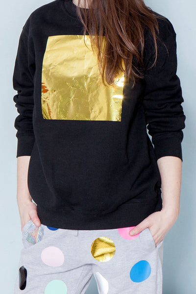 Big Square Sweater - Unisex Relaxed Fit with Pre-Crushed Foil