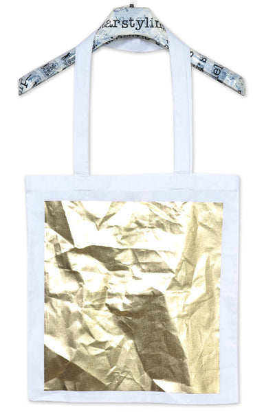 Big Square Tote – Cotton with Metallic Square