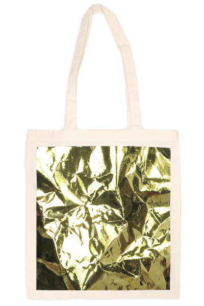 Big Square Tote – Cotton with Metallic Square