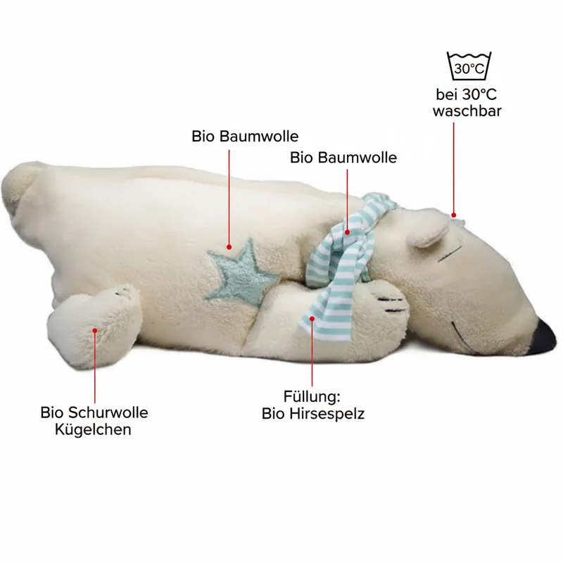 Plush Toy Large Polar Bear with Millet Filling – Organic Cotton | Spelt Filling | Extra Large — Ansicht 1