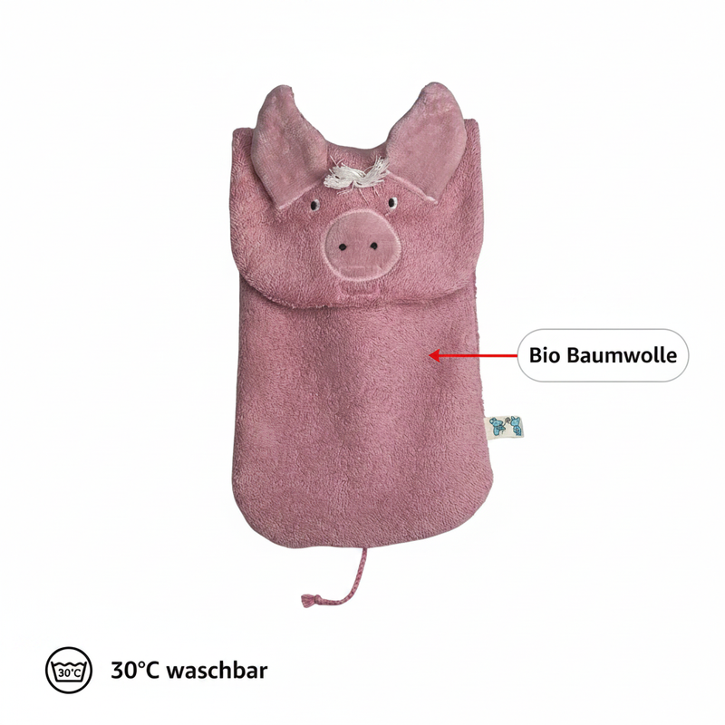Bio Wärmflasche Schwein – Bio-Baumwolle handgefertigt Deutschland — Pat & Patty